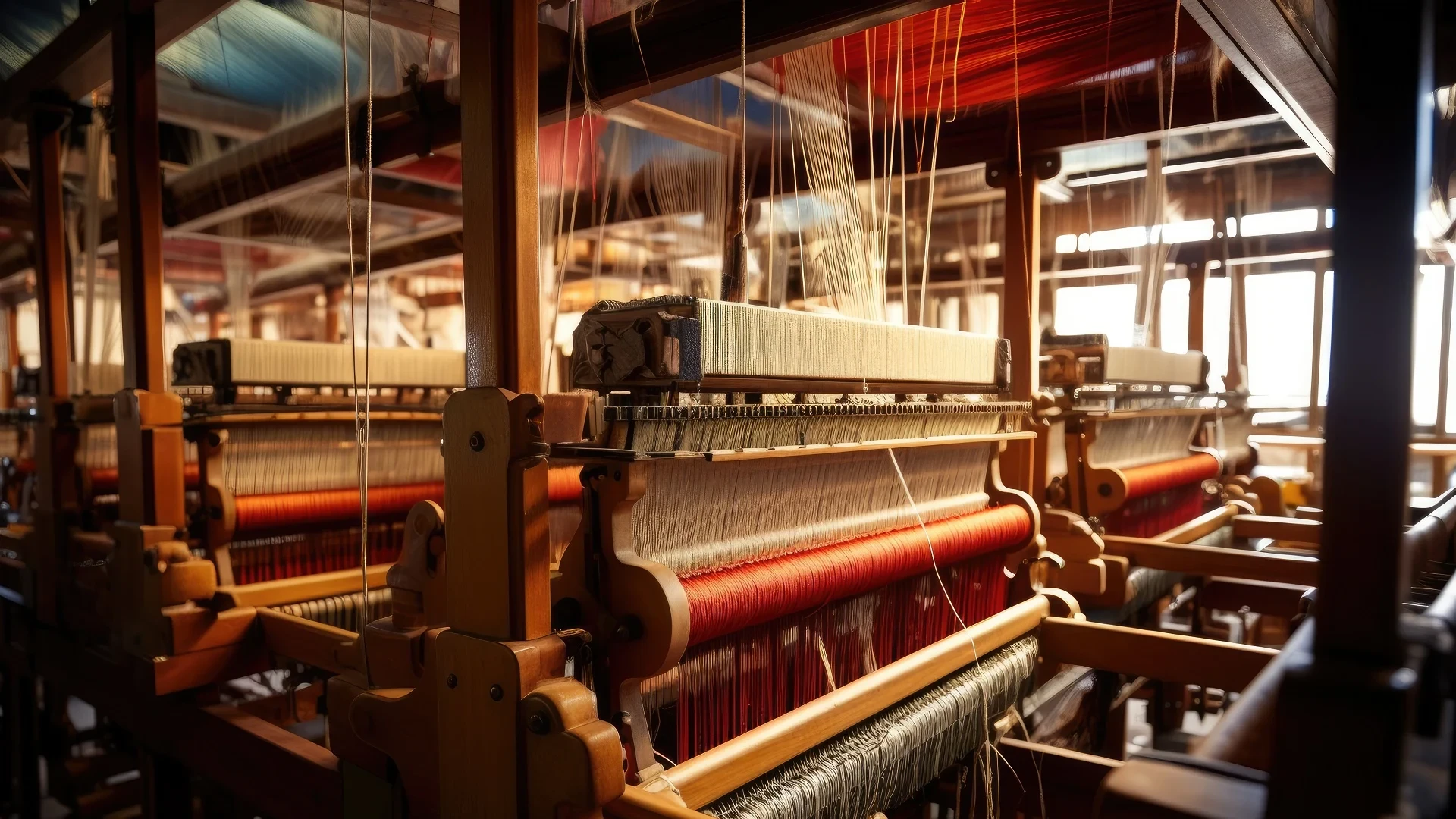 Textile factory with very large machines that are synchronised and produce a lot of noise. A receipe for industrial deafness.