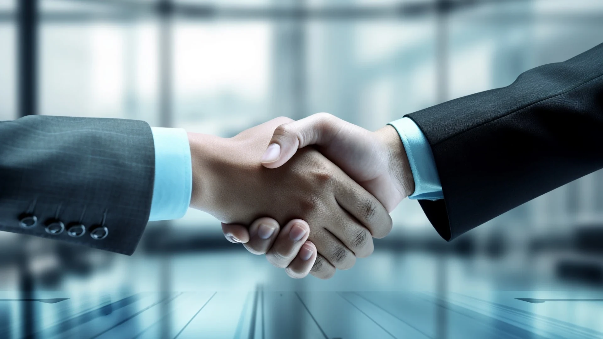 A solicitor shakes hands with their client after agreeing a no win, no fee claim.