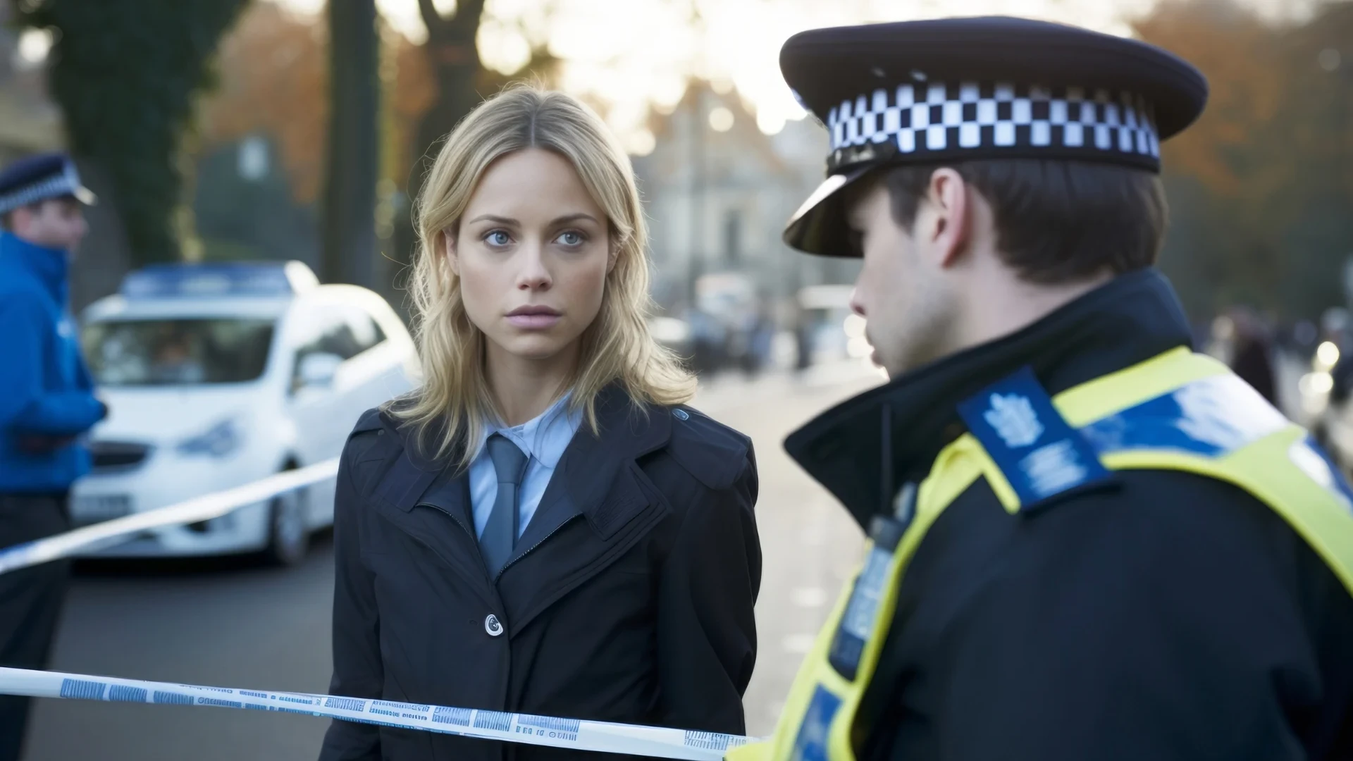 A young police officer is speaking with a young detective about a criminal investigation.